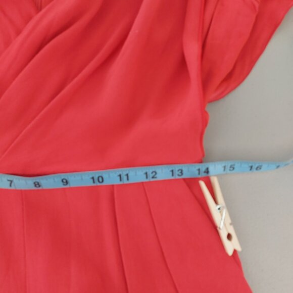 MAX MARA Red Jumpsuit Size 8 Draped Shoulder Tapered Leg V Neck Flutter Sleeves - Picture 11 of 16